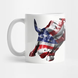 Wall Street Bull with American Flag Overlay Mug